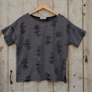 NWT Cherish Distressed Gray Cropped Tee – Sizes Medium & Large